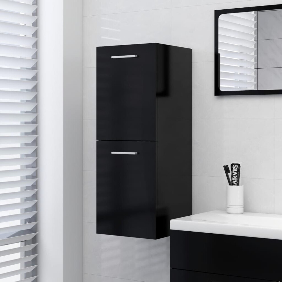 Vidaxl Black Bathroom Cabinet Engineered Wood Bathroom Cupboard Wall Cabinet
