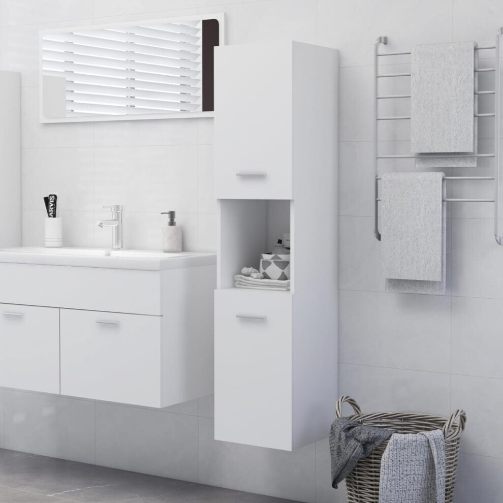 Vidaxl White Bathroom Cabinet Engineered Wood Bathroom Cupboard Wall Cabinet