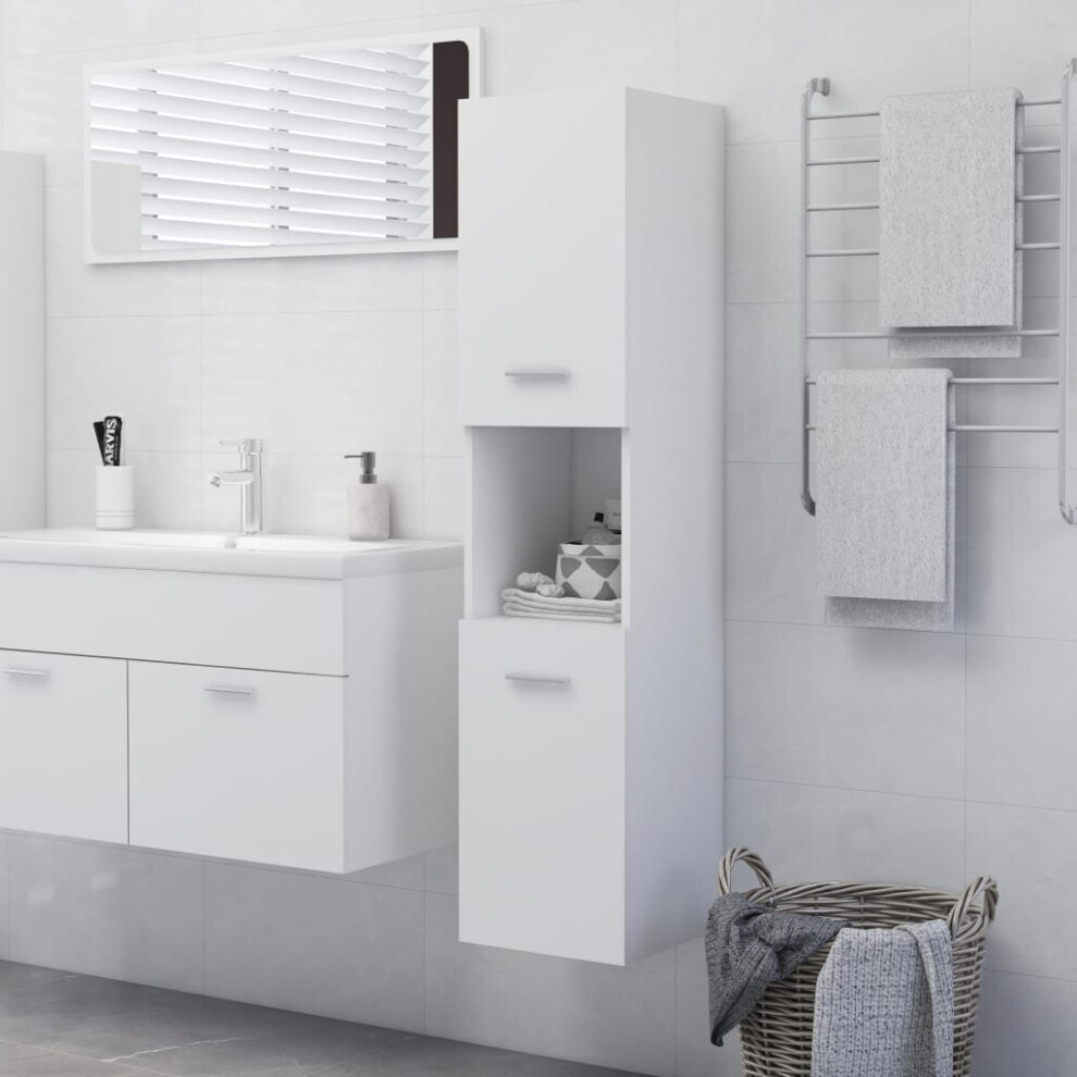 vidaXL Bathroom Cabinet White Chipboard Wall Storage Mounted Washroom Cupboard