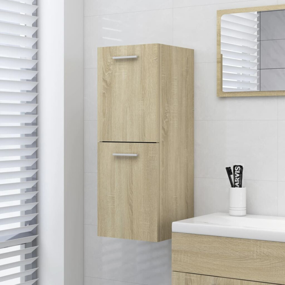 vidaXL Bathroom Cabinet Sonoma Oak Chipboard Wall Storage Washroom Cupboard