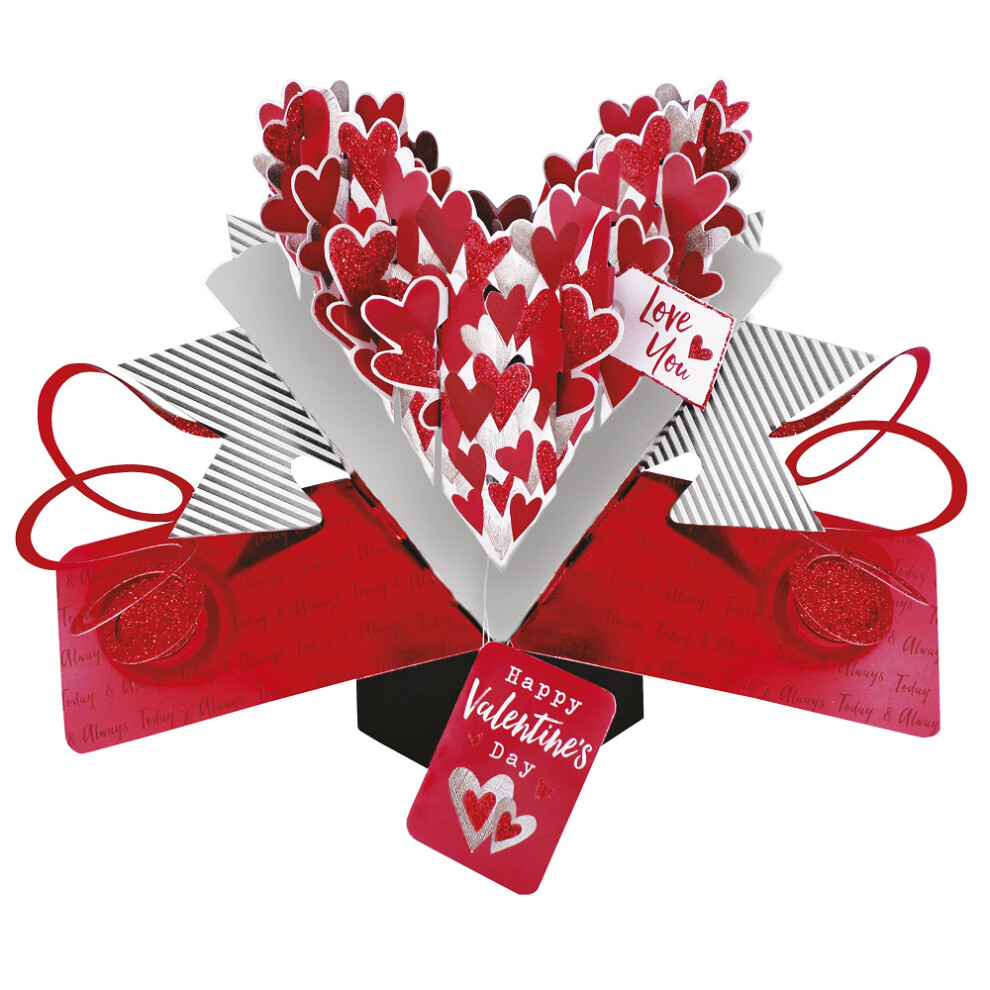 Love Hearts Happy Valentine's Day Greeting Card 3D Pop Up Cards