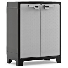 Keter Low Storage Cabinet Black and Grey 100 cm Tool Cupboard Home Organiser