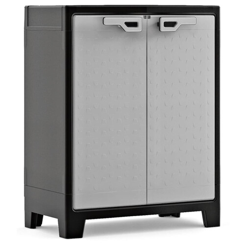 Keter Keter Low Storage Cabinet Black and Grey 100 cm Tool Cupboard Home Organiser