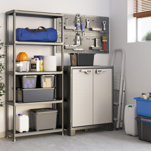 Keter Keter Low Storage Cabinet Black and Grey 100 cm Tool Cupboard Home Organiser 2