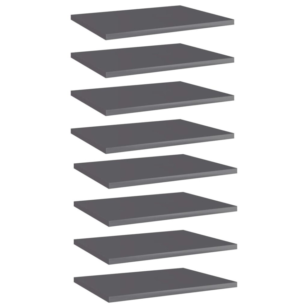 Vidaxl 8X Bookshelf Boards High Gloss Grey Engineered Wood Bookcase Shelf Rack