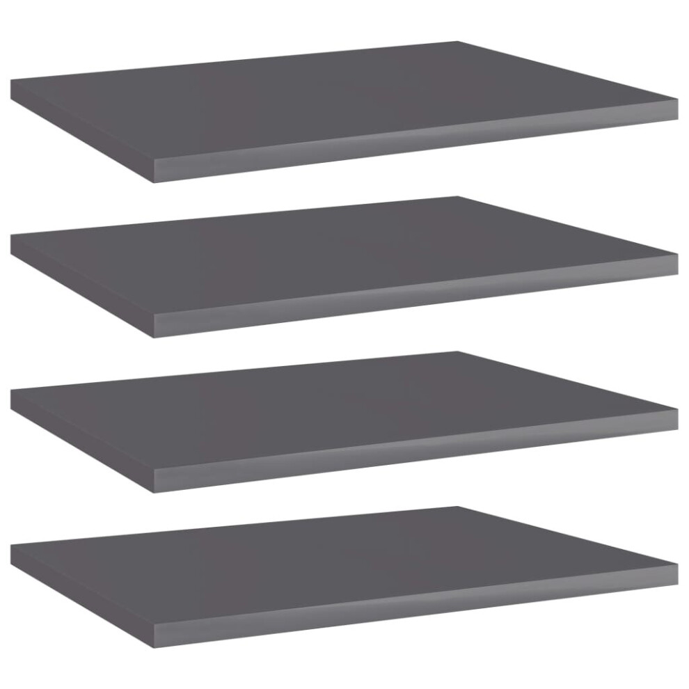 Vidaxl 4X Bookshelf Boards High Gloss Grey Engineered Wood Bookcase Shelf Rack