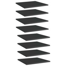 vidaXL 8x Bookshelf Boards High Gloss Black Engineered Wood Extra Bookcase