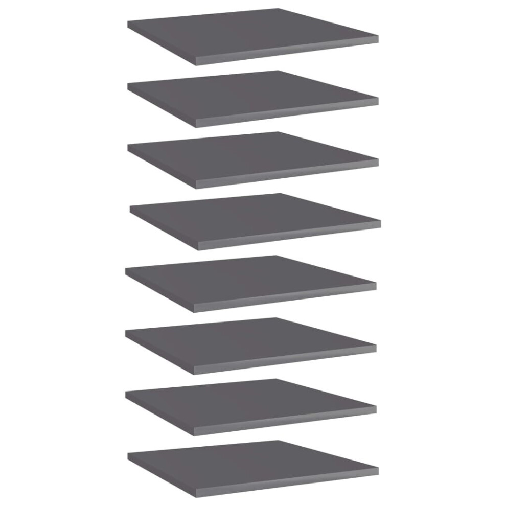 vidaXL 8x Bookshelf Boards High Gloss Grey Chipboard Extra Shelves Bookcse