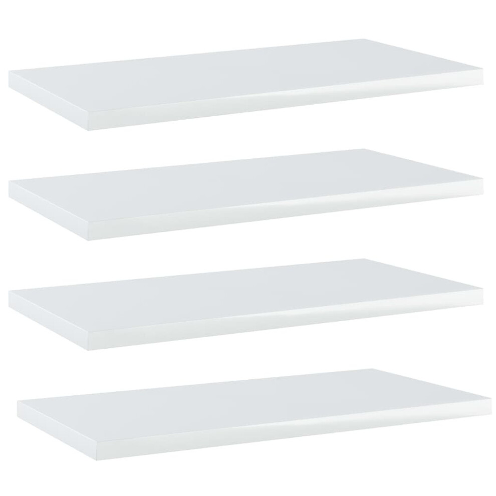 vidaXL 4x Bookshelf Boards High Gloss White Chipboard Extra Shelves Rack Panel