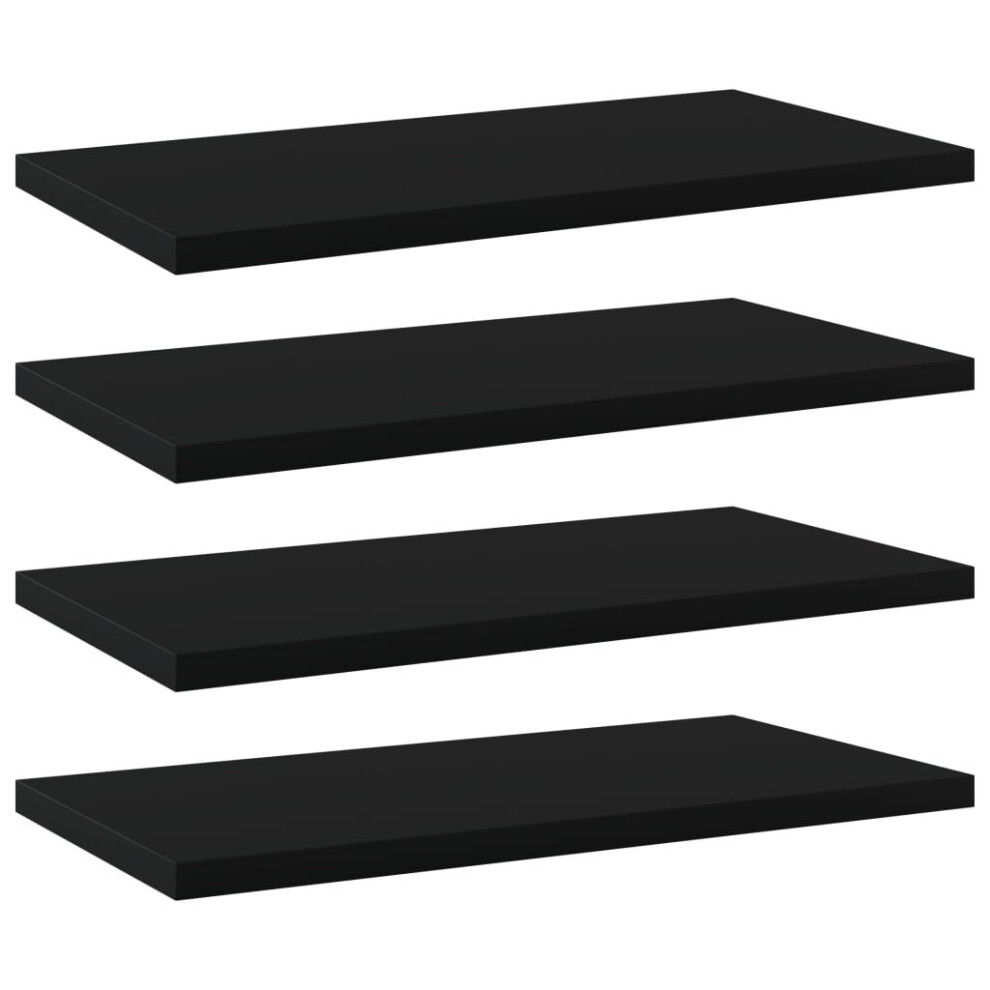 vidaXL 4x Bookshelf Boards Black Engineered Wood Panel Extra Shelf Bookrack