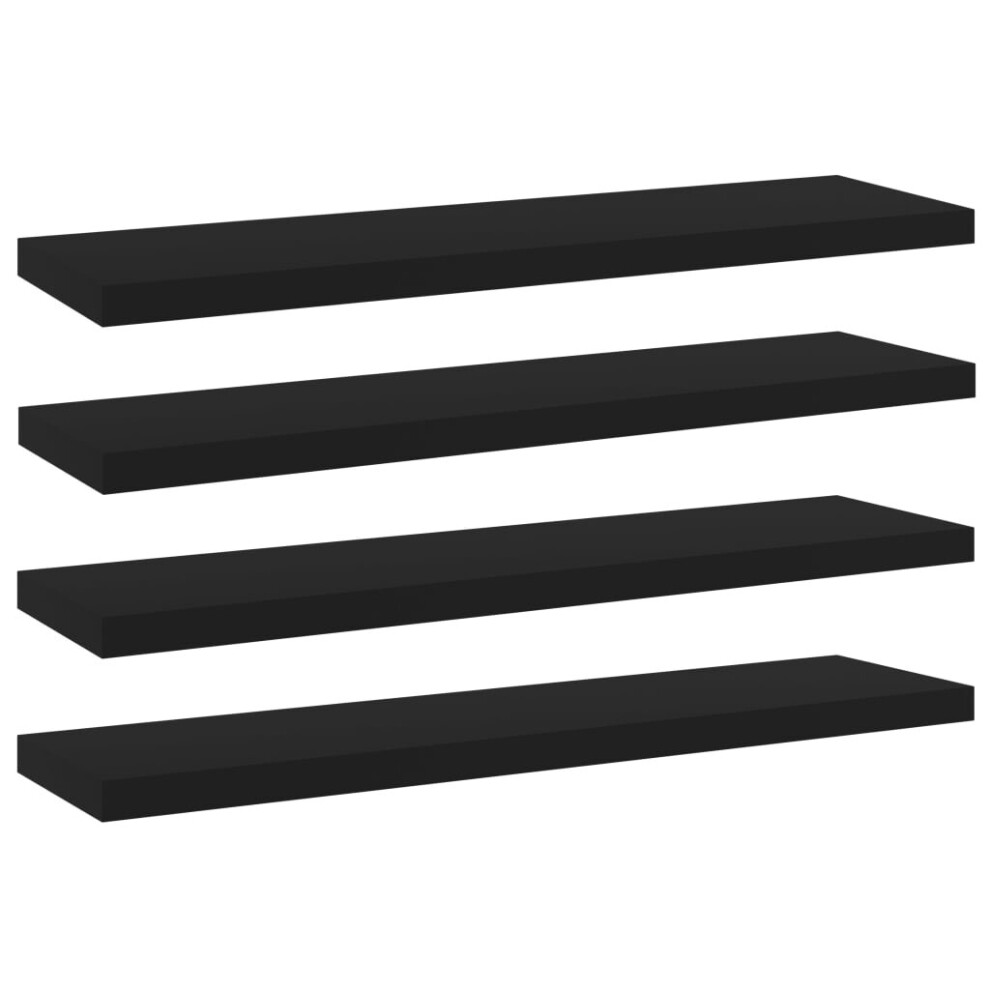 vidaXL 4x Bookshelf Boards Black Chipboard Shelf Panel Extra Shelves Bookrack