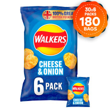 30 x Walkers Crisps Cheese & Onion Crisps 6x25g Suitable for Vegetarians