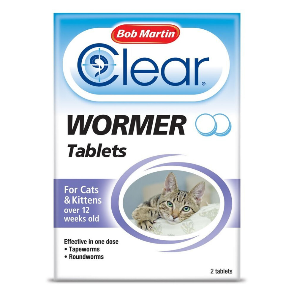 Bob Martin Clear Wormer Tablets For Cats & Kittens (2 Tabs)