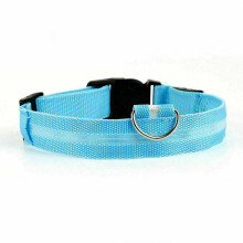 (Blue, M) USB Rechargeable LED Flashing Luminous Safety Night Light Up Dog Pet Collar