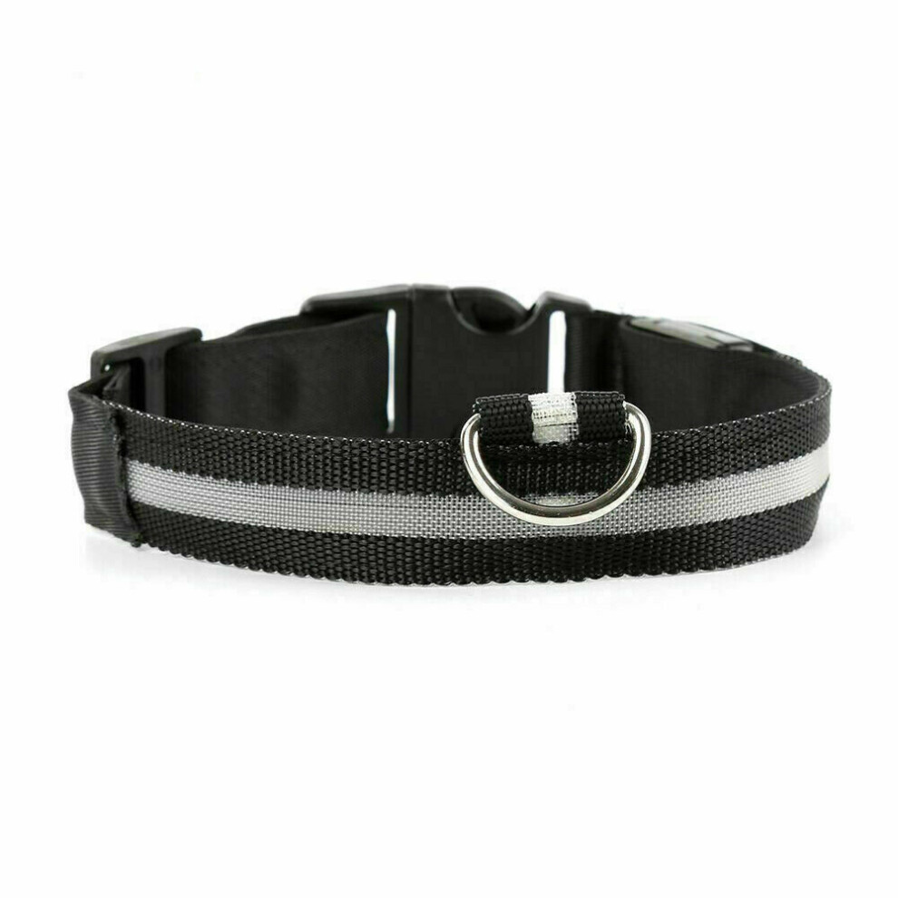 (Black, XS) USB Rechargeable LED Flashing Luminous Safety Night Light Up Dog Pet Collar