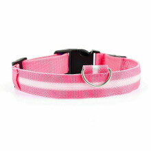 (Pink, L) USB Rechargeable LED Flashing Luminous Safety Night Light Up Dog Pet Collar
