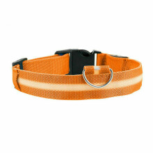 (Orange, L) USB Rechargeable LED Flashing Luminous Safety Night Light Up Dog Pet Collar