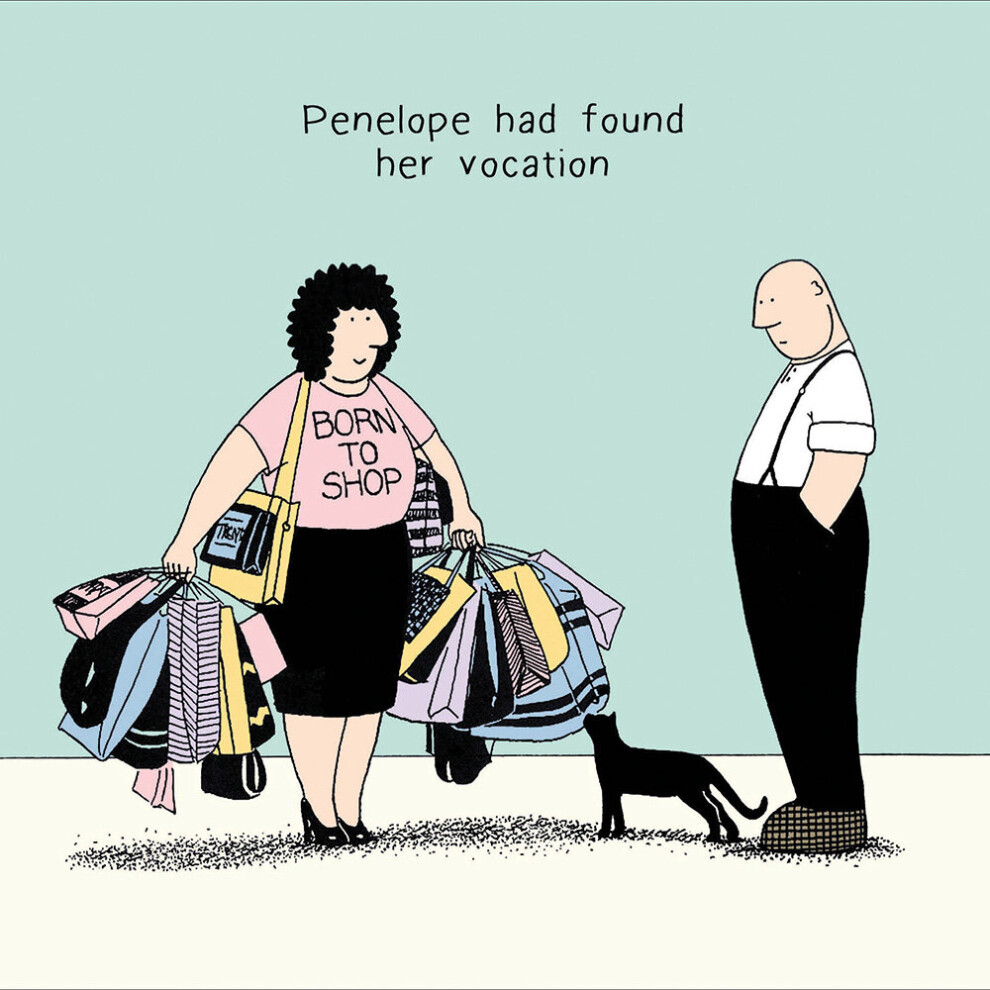 Funny Penelope & Friends Born To Shop Greeting Card Woodmansterne Cards