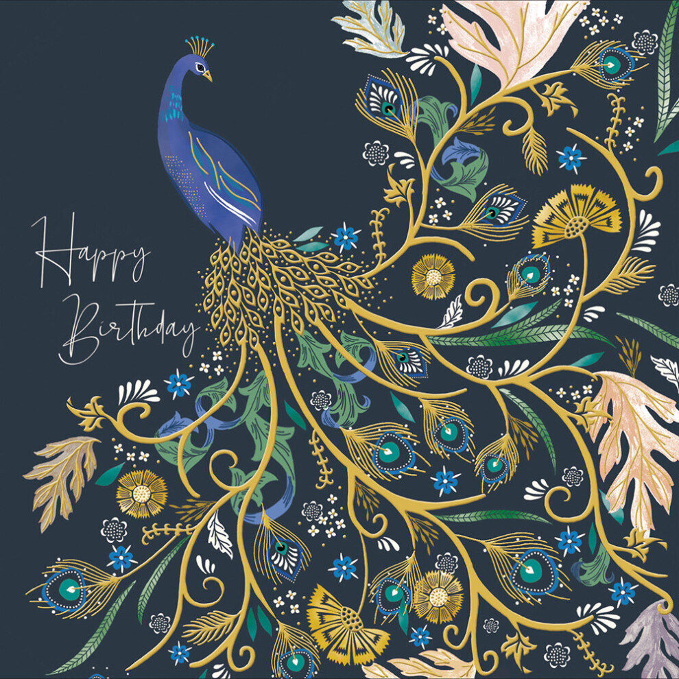 National Trust Proud Peacock Foiled Birthday Greeting Card Woodmansterne Cards