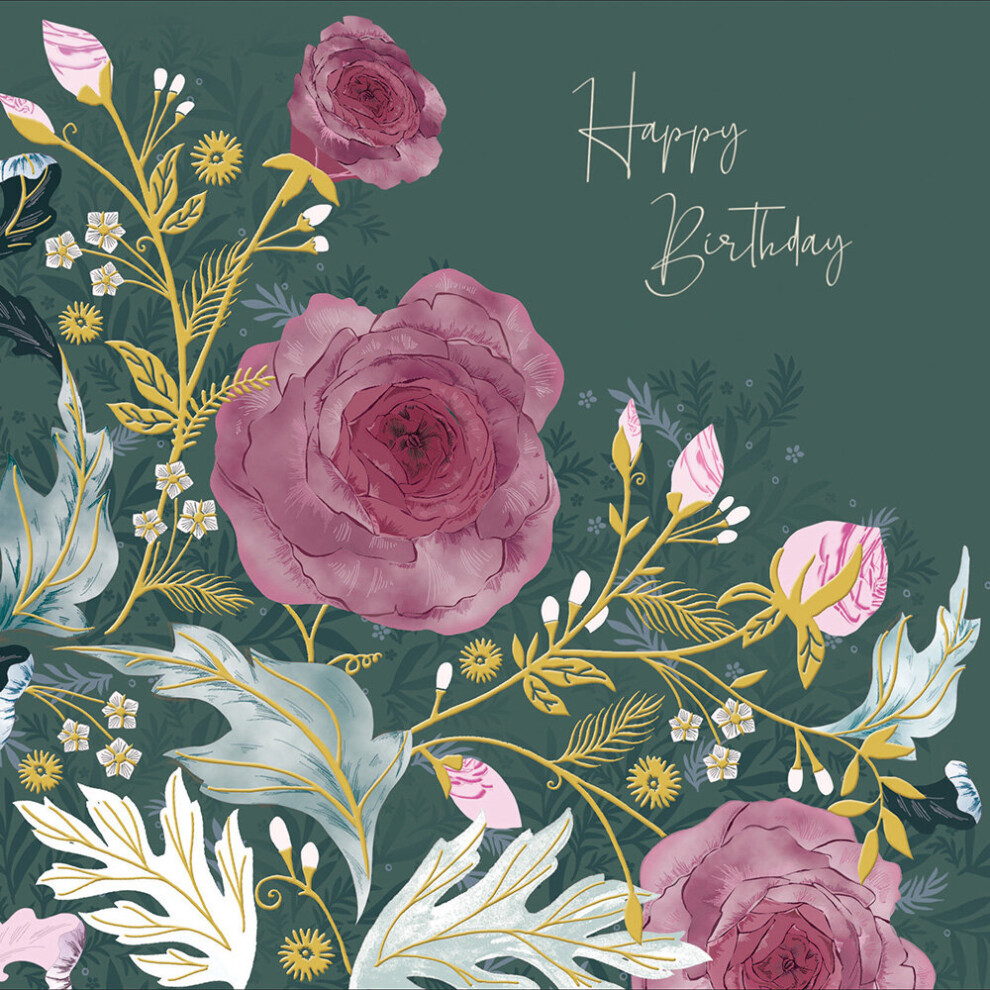 National Trust Rose Garden Foiled Birthday Greeting Card Woodmansterne Cards