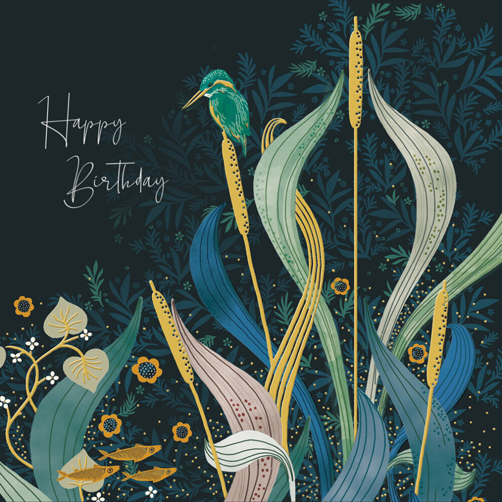 National Trust Kingfisher Foiled Birthday Greeting Card Woodmansterne Cards