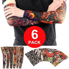 6 Pack Elastic Fake Temporary Tattoo Sleeve Full Arm Tribal Body Art Mens Women