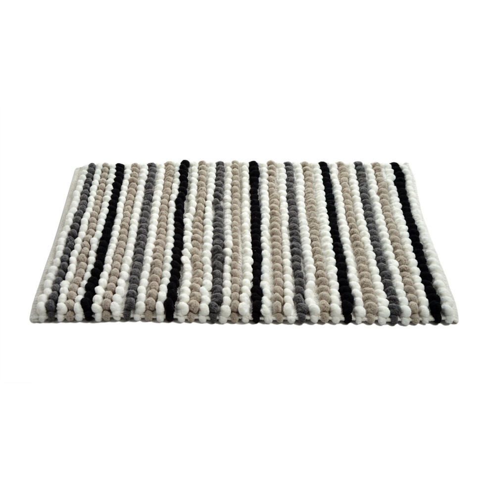 Allure Bath Fashions Chunky Bobble Striped Bath Mat Monochrome 50 X Black 80Cm