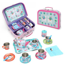 SOKA Llama Metal Tea Set with Carry Case Toy for Kids 18 Pcs