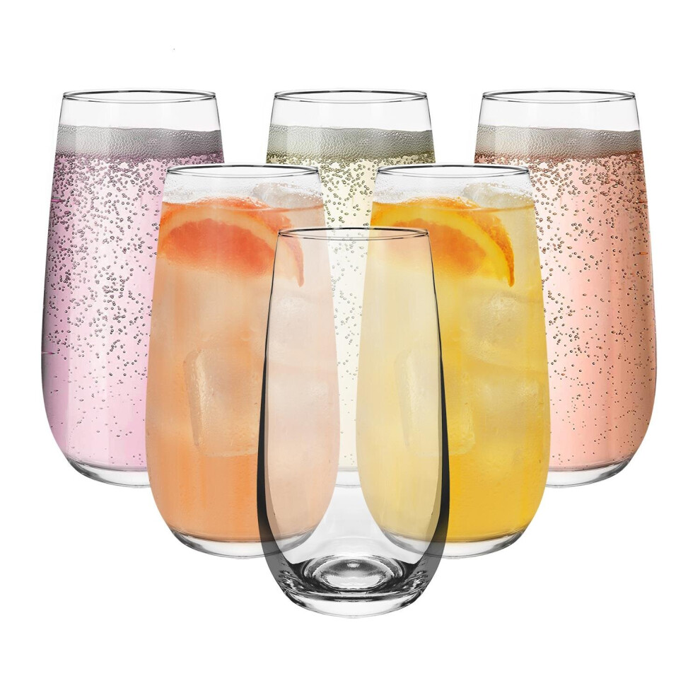 Vinsani Set of 6 Esteem Highball Glass Tumblers 490ml (16.5oz) Glasses