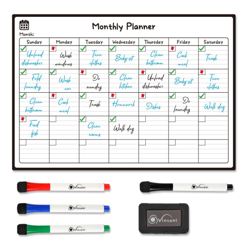 Vinsani Monthly Magnetic Memo Notes Whiteboard for Home Office Task A3