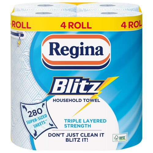 Regina Regina Blitz Towel 4 Rolls 280 Super-Sized Triple Layered Sheets