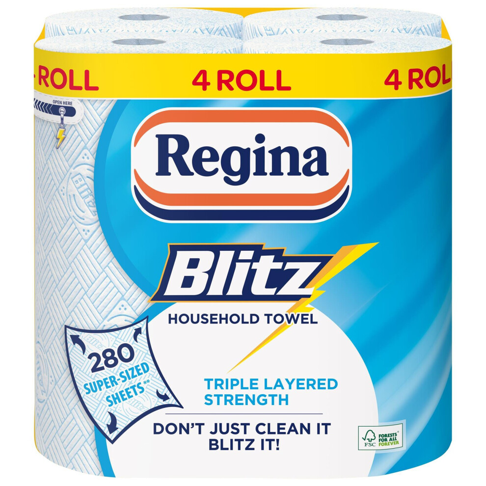 Regina Blitz Towel 4 Rolls 280 Super-Sized Triple Layered Sheets