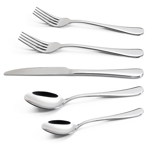 Vinsani 20-Piece Stainless Steel Cutlery Set (Code 10001) - Flatware for 4, Mirror Finish, Elegant Design