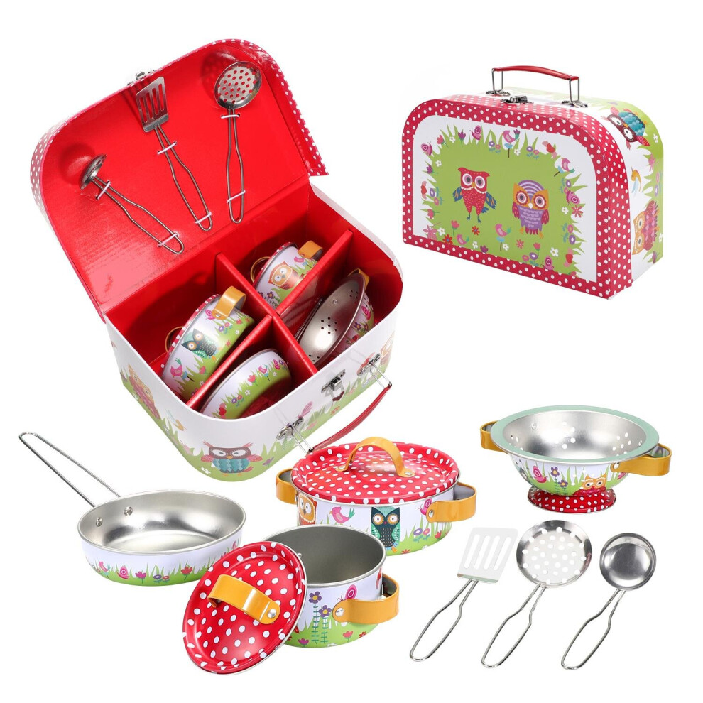 SOKA Animals Metal Kitchenware Set with Carry Case Toy for Kids 10 Pcs