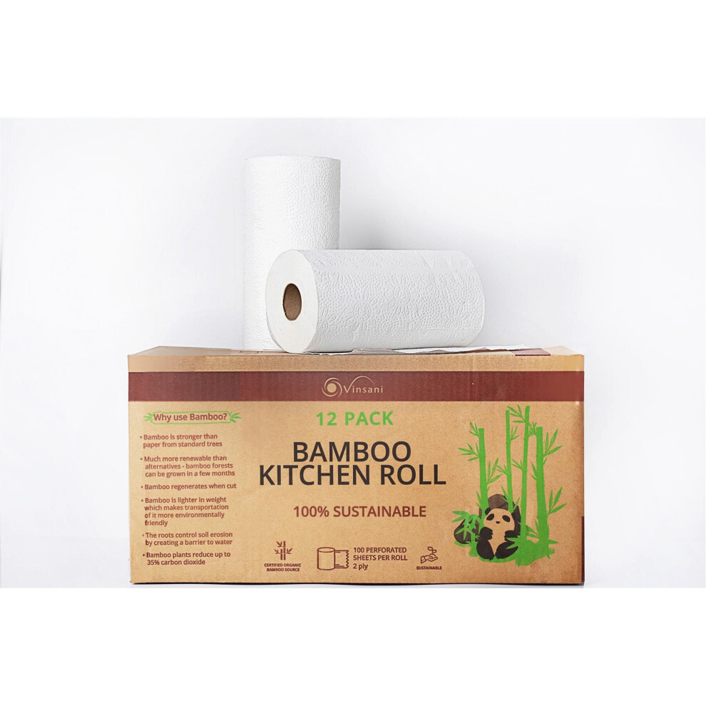 12pk Vinsani Bamboo Kitchen Towels | Eco-Friendly Kitchen Paper