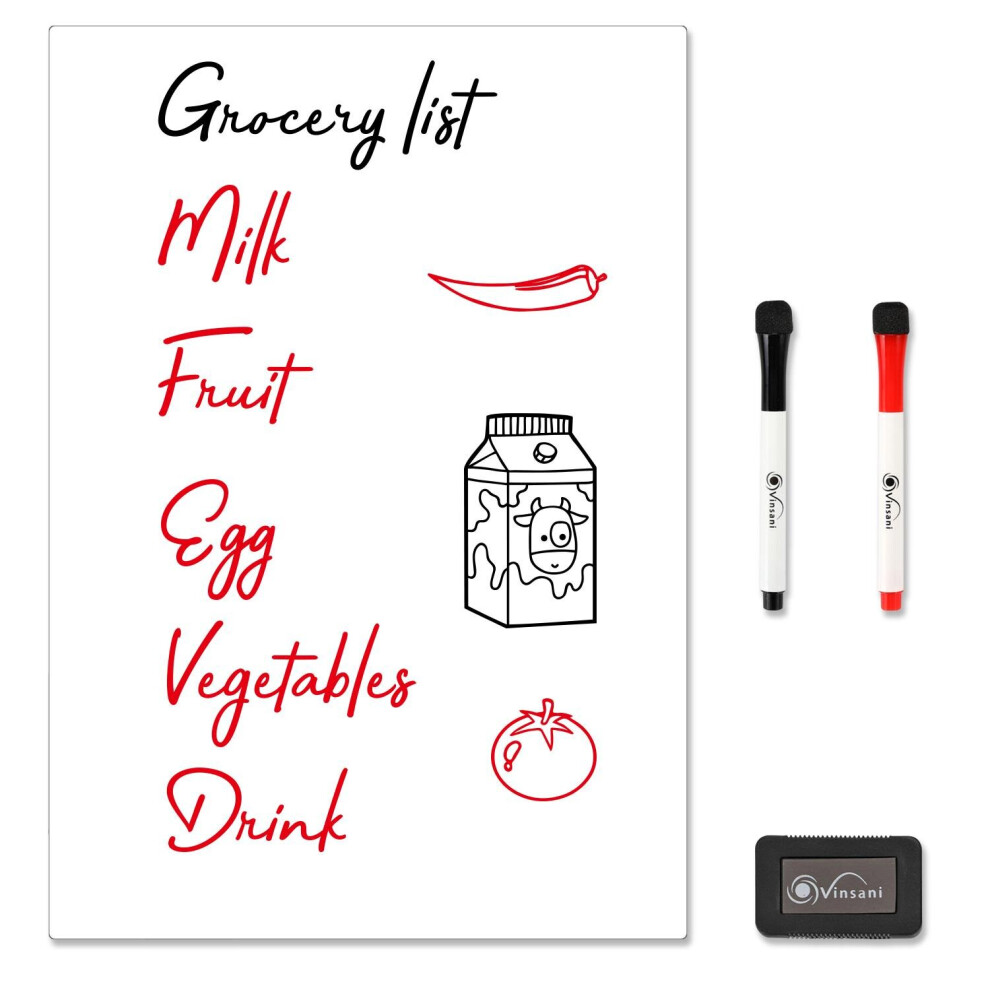Vinsani A3 Magnetic Memo Notes Whiteboard for Home Office Task