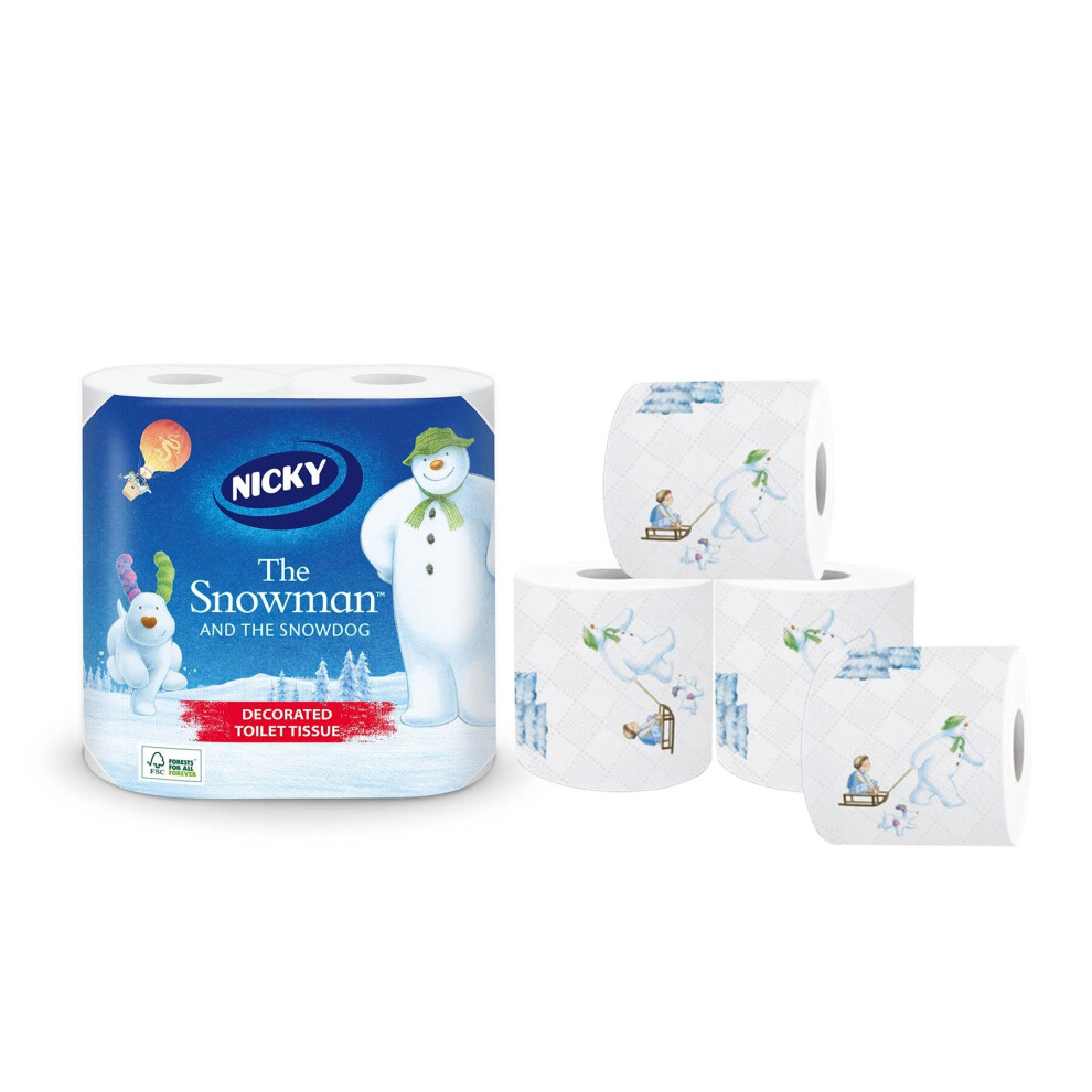 Nicky 3 Ply The Snowman And The Snowdog Toilet Tissue Paper - 4 Rolls
