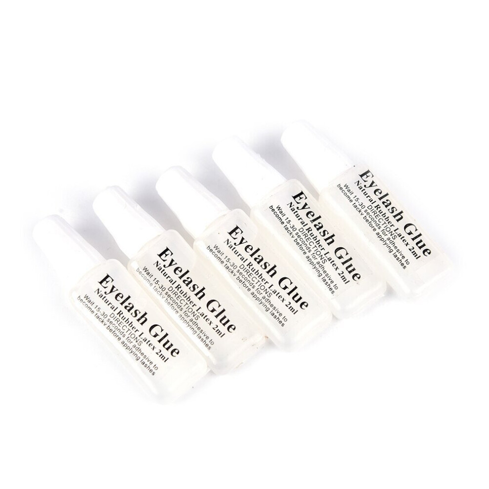 Lahdek 5Pcs False Eyelash Glue Mini Clear Eyelash Adhesive Glue 2Ml Portable Transparent Non Toxic Tasteless Eyelids Glue