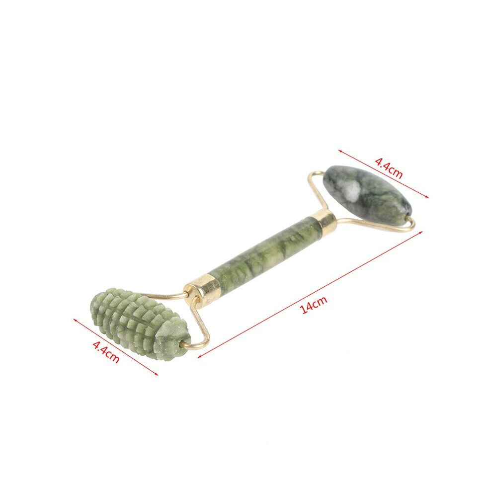 Lahdek 1 Pieces Facial Massager Roller Double Heads Natural Jade Guasha Scraper For The Face Lift Slimming