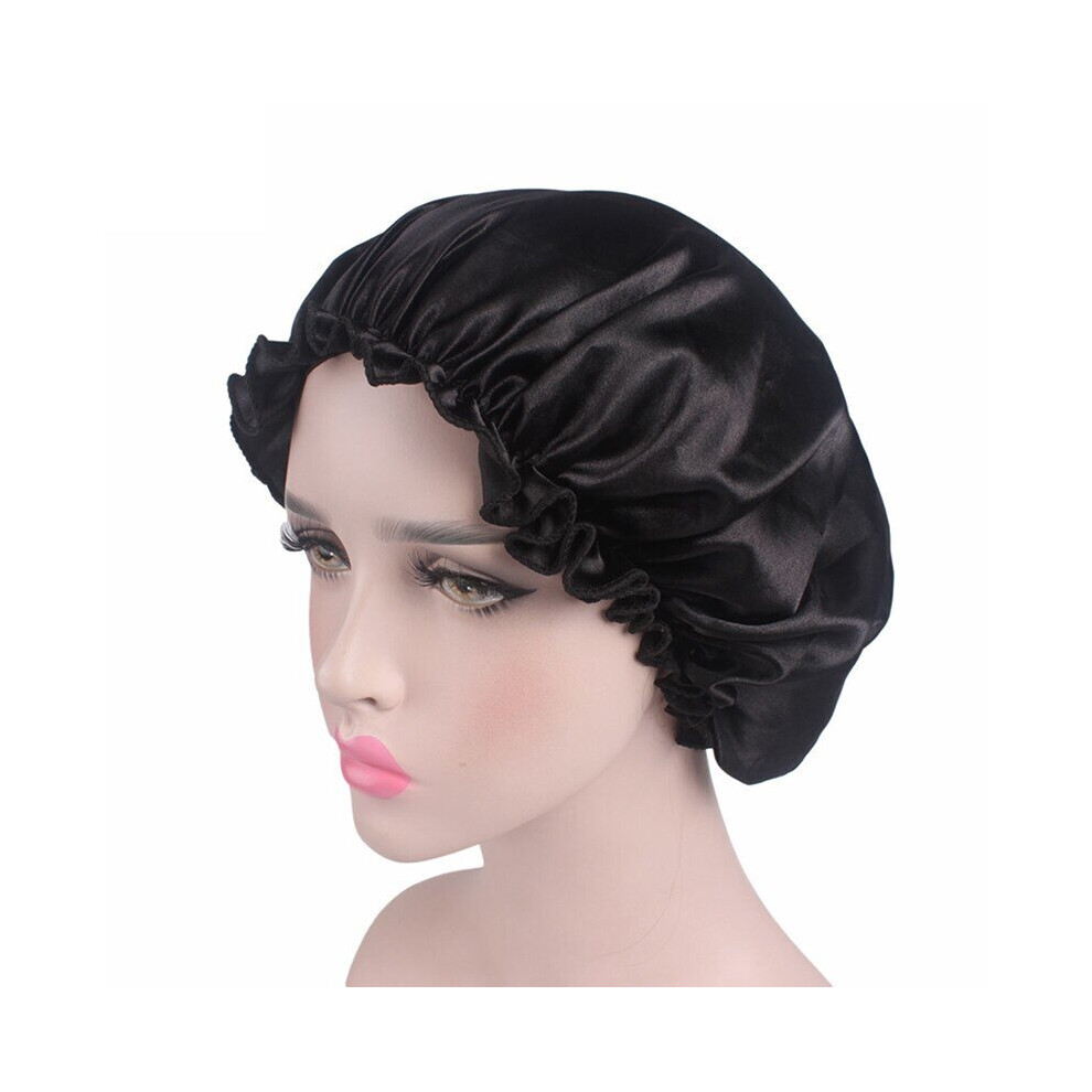 Lahdek Hair Satin Bonnet For Sleeping Shower Cap Silk Bonnet Bonnet Femme Women Night Sleep Cap Head Cover Flower Elastic Band