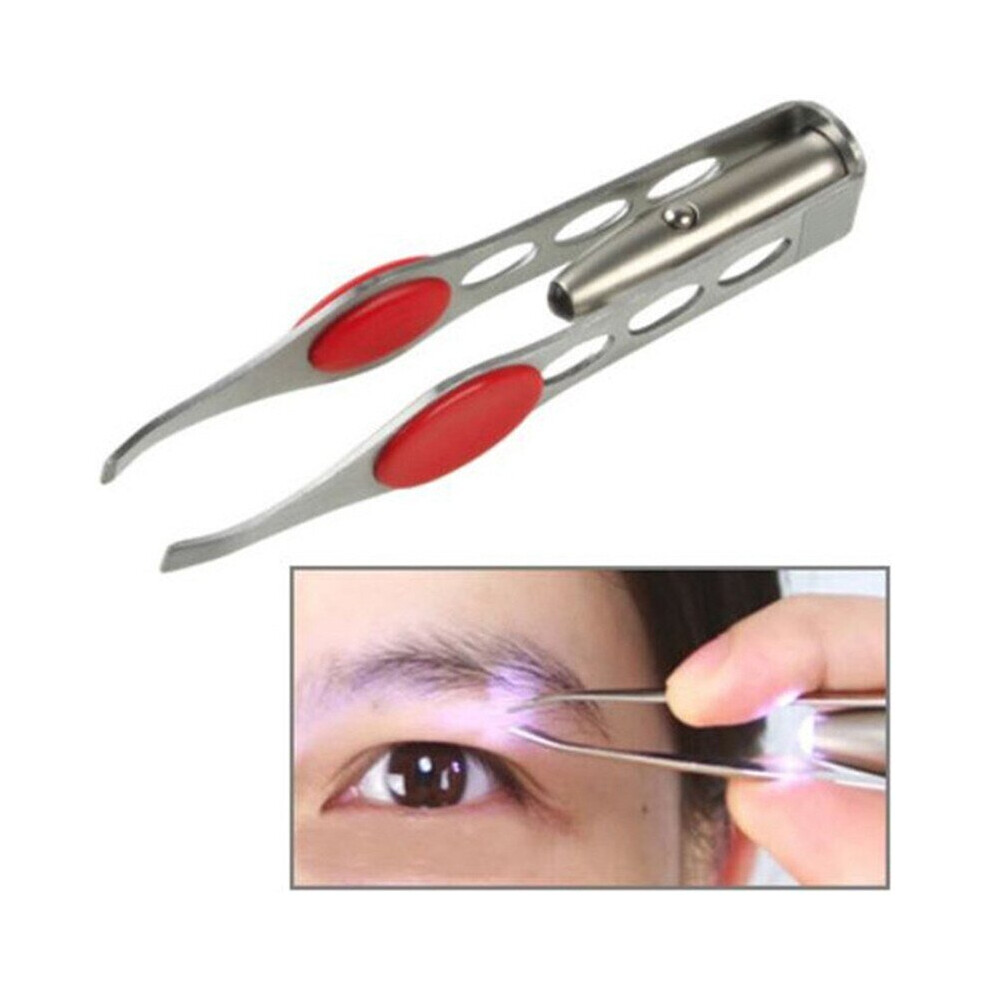 Lahdek Light 1Pcs Stainless Steel Handy Led Eyelash Eyebrow Hair Removal Tweezers Eyebrow Tweezers Weight