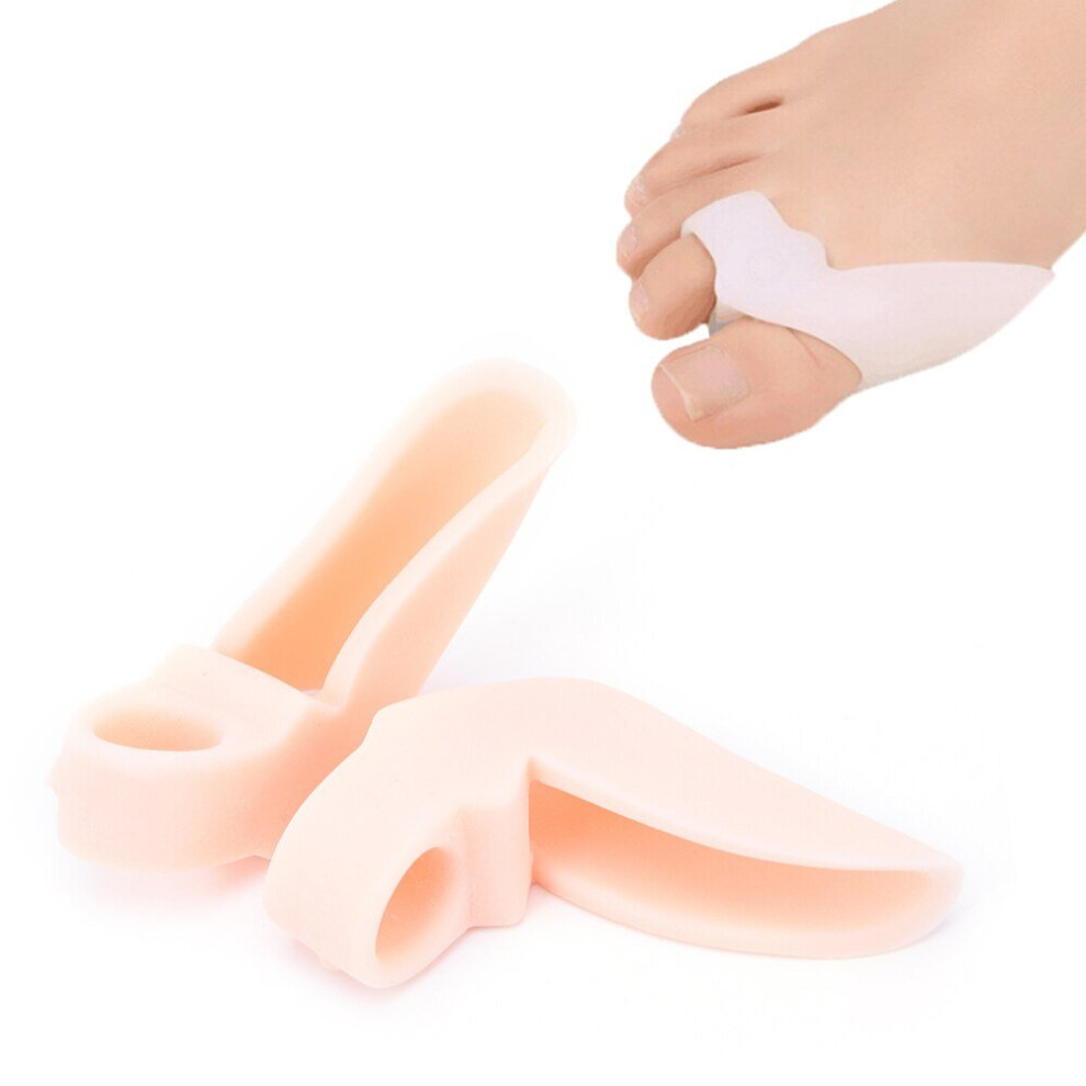 Lahdek 1 Pair Bunion Adjuster Foot Fingers Two Hole Toe Separator Silicone Gel Thumb Valgus Protector Hallux Valgus Guard Feet Care