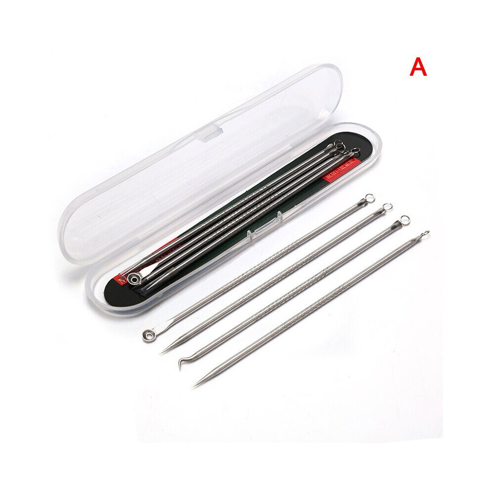 Lahdek 4Pcs/Set Blackhead Comedone Acne Pimple Blackhead Remover Tool Needles Facial Pore Cleaner Spoon For Face Skin Care Tool