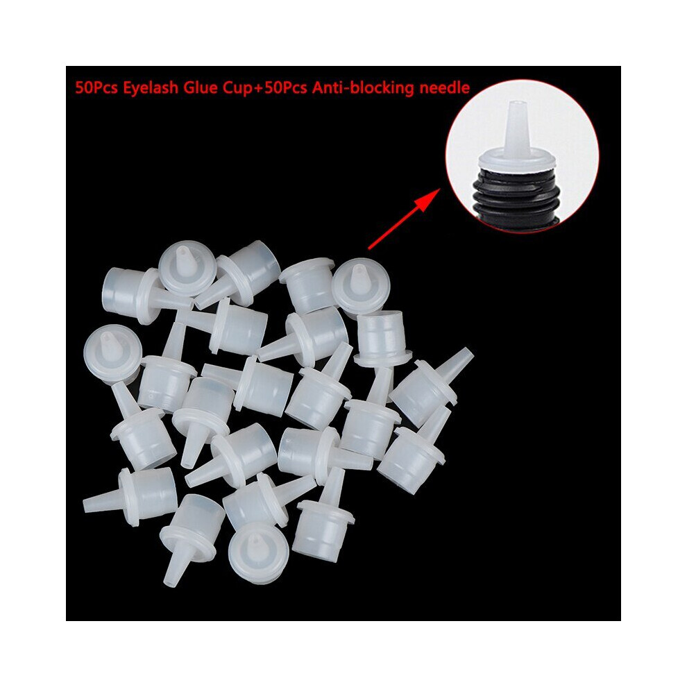 Lahdek 50Pcs Bottle Mouth Head Universal Eyelash Glue Replacement Convenient Extended Glue Usage Anti Blocking Eyelash Extension Tool
