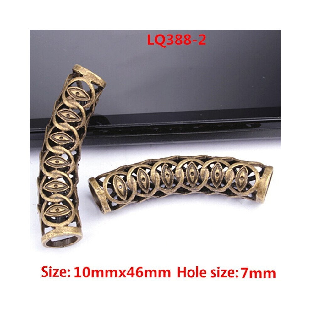 Lahdek Unisex Silver,Gold 1Pcs African Hair Braid Copper Tube Metal Hollow Hair Ring Dread Bead Dreadlock Cuffs Jewelry Decoration Accessories Gold Silver