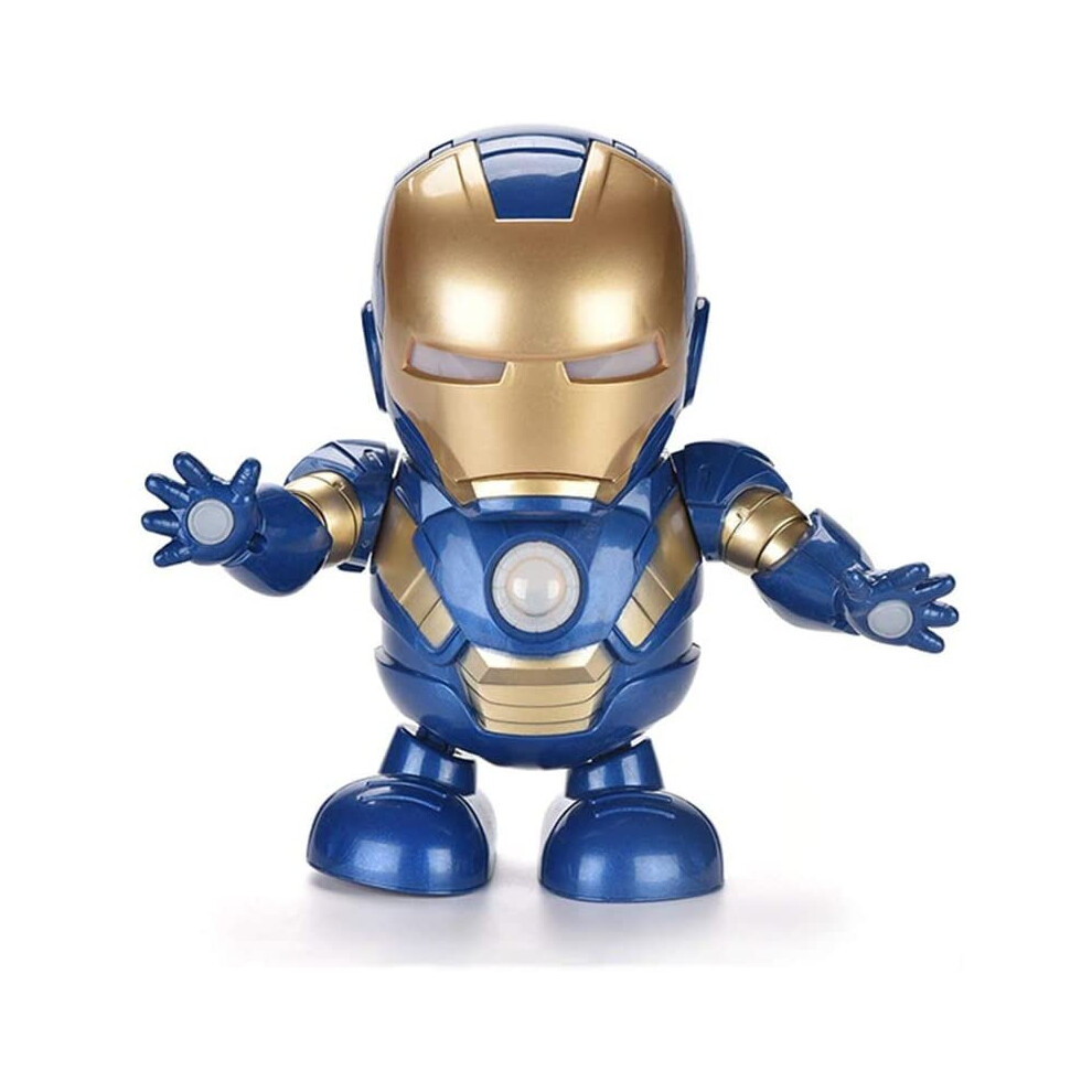 (Action Figure Dance Super Hero Robot Toy Dancing Music Lights For Kids Gift - Ironman Blue Girl) Action Figure Dance Hero Robot Dancing Music Light