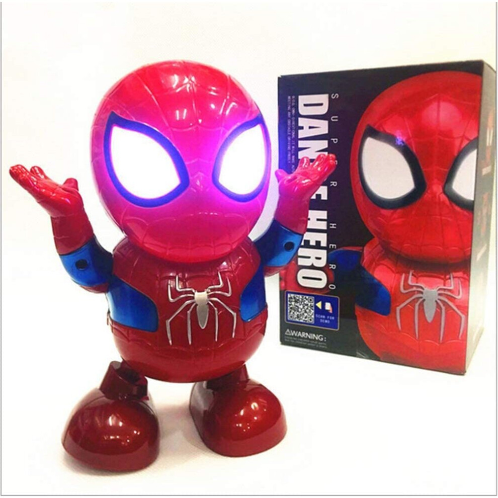 (Action Figure Dance Super Hero Robot Toy Dancing Music Lights For Kids Gift - Spiderman) Action Figure Dance Hero Robot Dancing Music Light