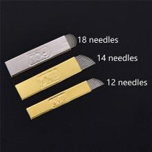 50pcs PCD 12 14 18 Pins Microblading Needles Permanent Makeup Blades Manual Eyebrow Tattoo Curved Blade Needles For Tattoo Pen