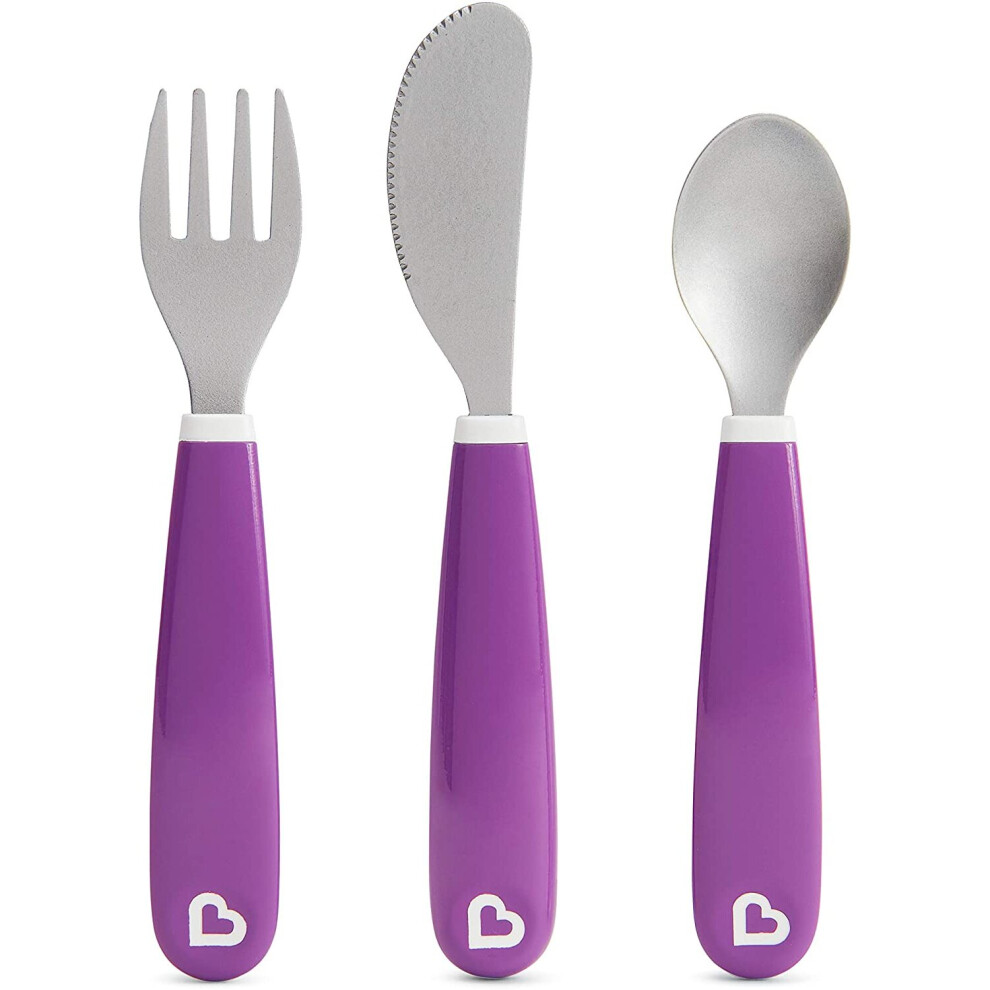 Munchkin Splash Toddler Cutlery Set (Fork, Knife & Spoon), Purple
