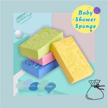 (Blue) Baby Bath Sponge Rub Soft Body Care Cleaning Child Shower Brush Sponge Cotton Rubbing Body